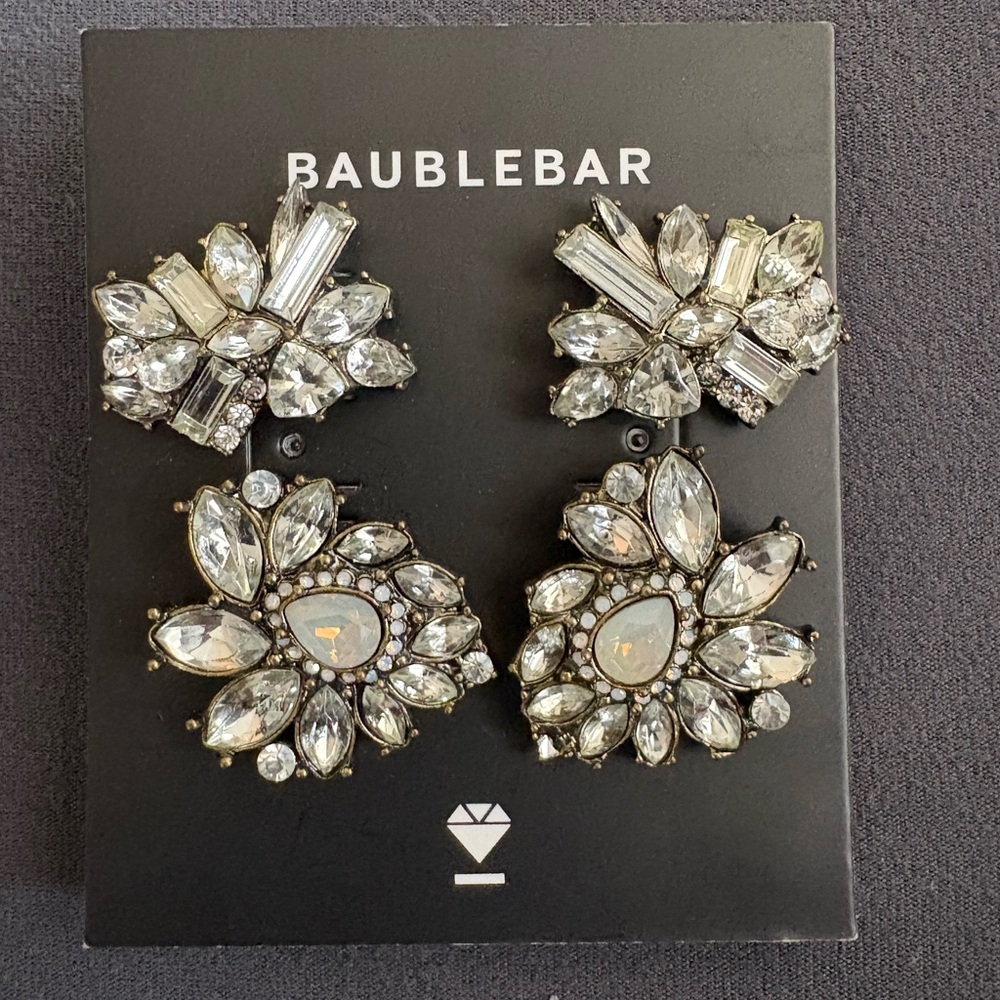 BAUBLEBAR Crystal Earrings with Smoky Gold Setting and Posts - Set of 2 pairs